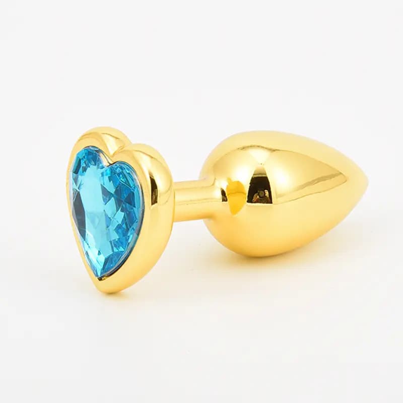 Plug Anal de Acero Inoxidable Dorado con Cristal en Forma de Corazón