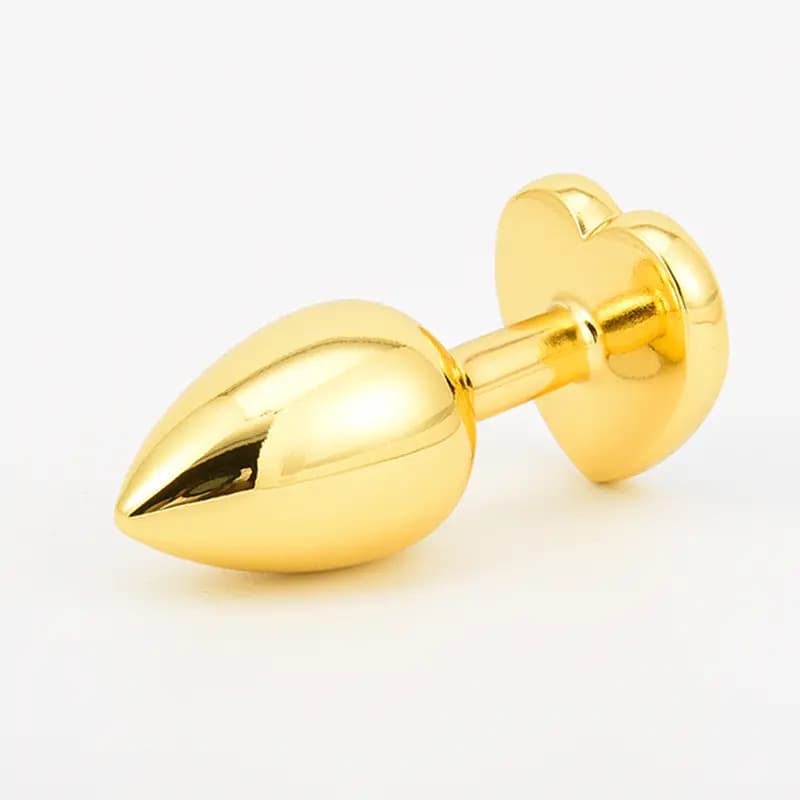 Plug Anal de Acero Inoxidable Dorado con Cristal en Forma de CorazĂłn 2