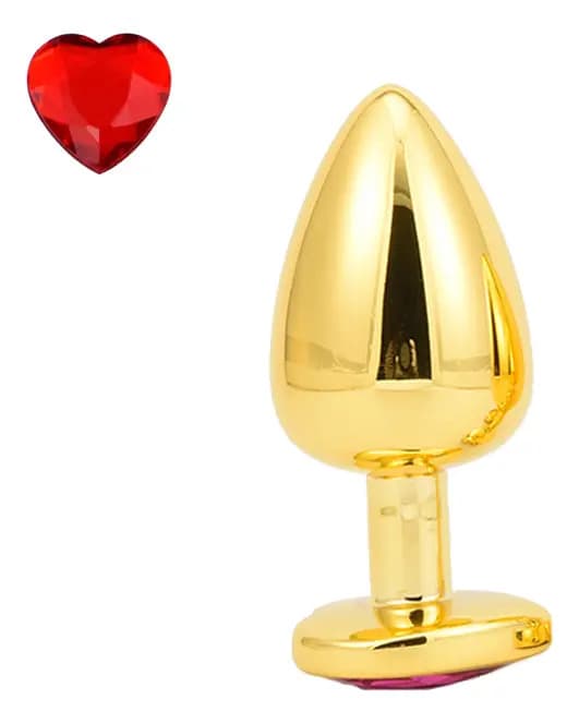 Plug Anal de Acero Inoxidable Dorado con Cristal en Forma de CorazĂłn 3